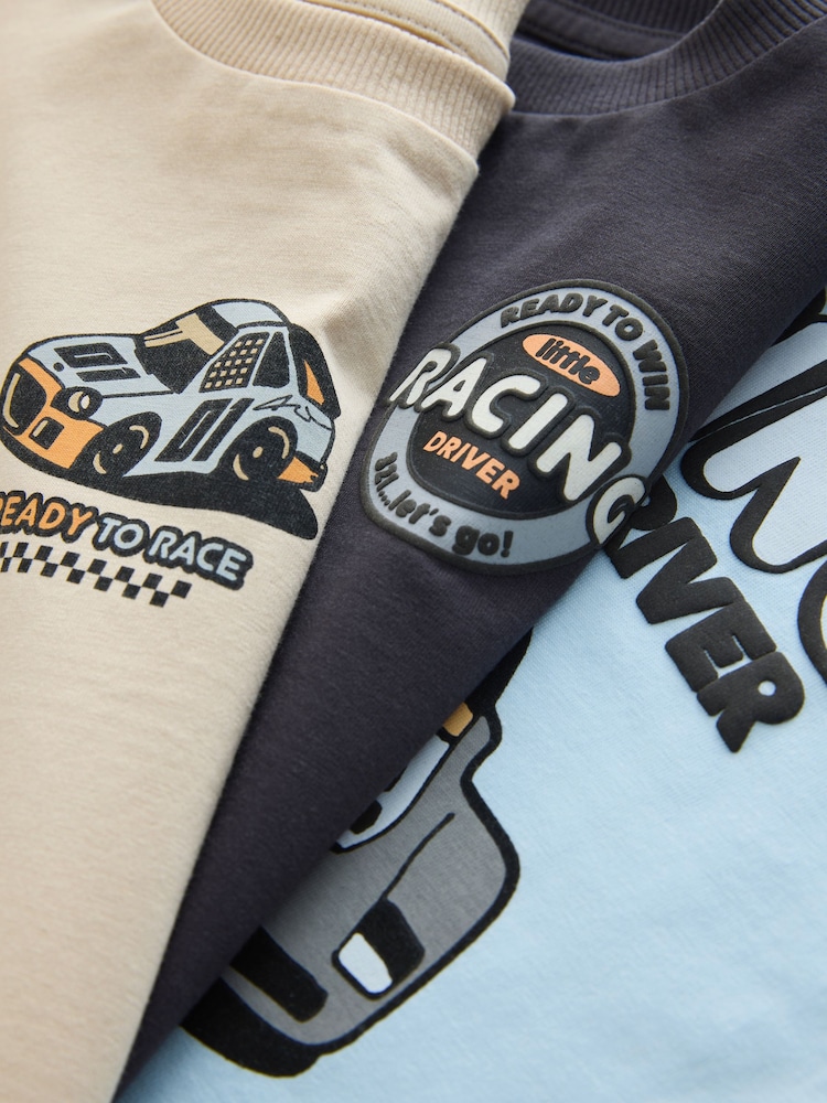 Black/Grey Race Car - Short Sleeve Graphic T-Shirts 3 Pack (3mths-7yrs) - صورة 7 من 7
