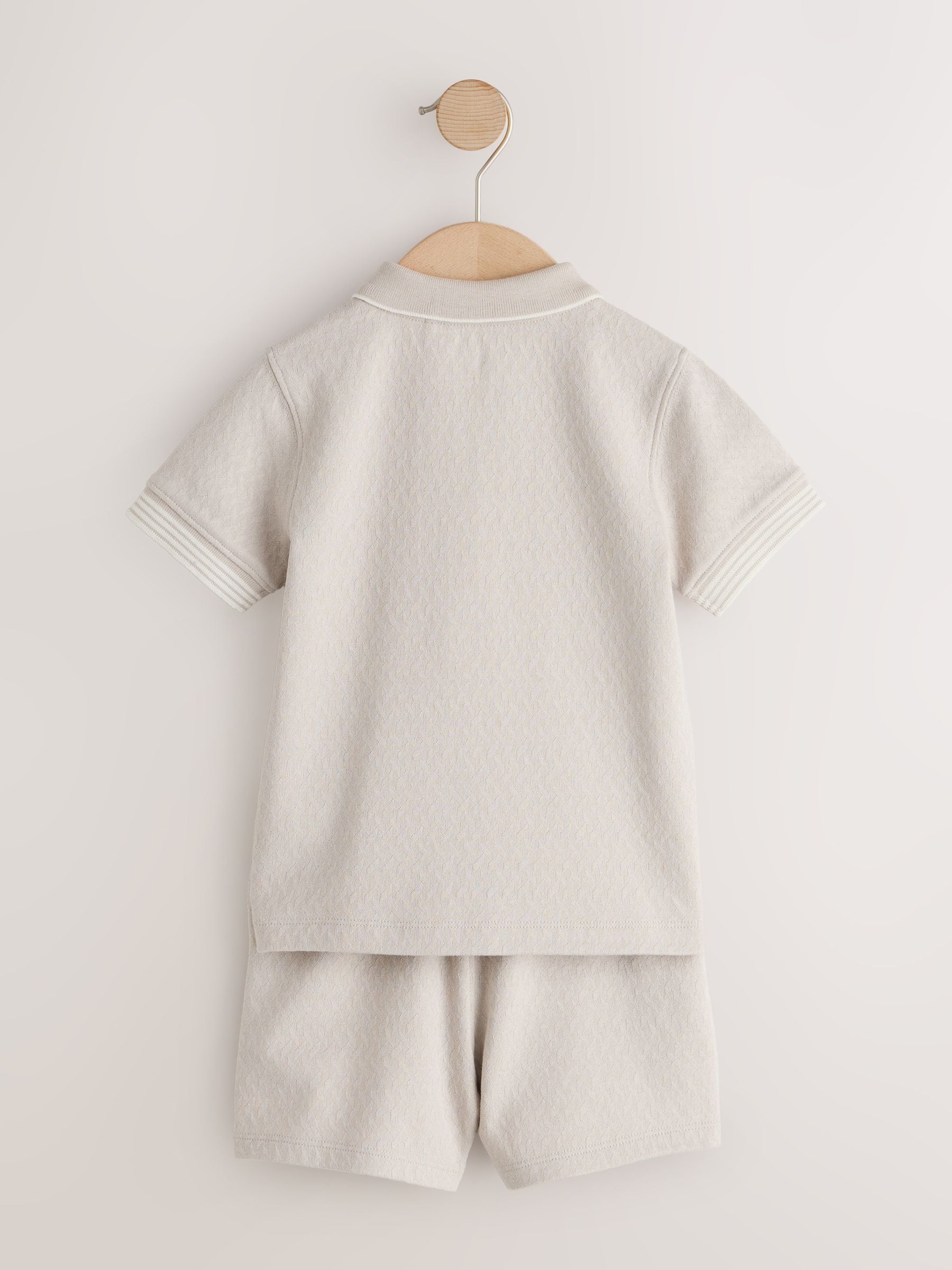 Buy Neutral Zip Neck Short Sleeve Polo Shirt And Shorts Set (3mths