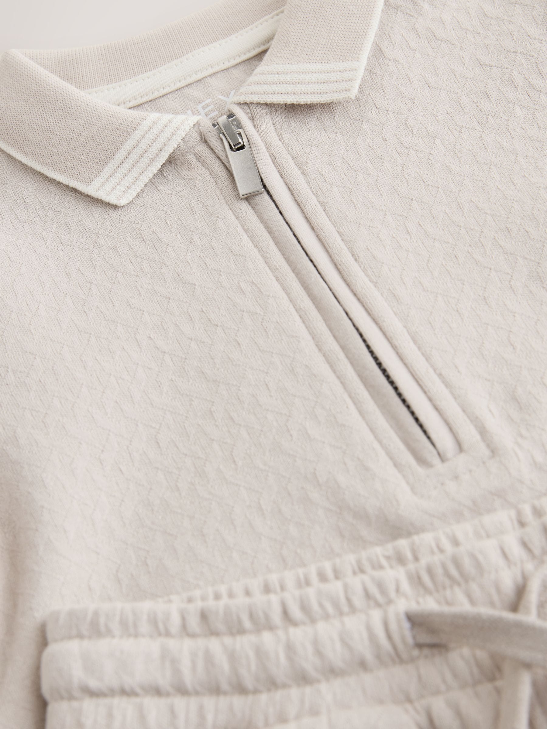 Buy Neutral Zip Neck Short Sleeve Polo Shirt And Shorts Set (3mths