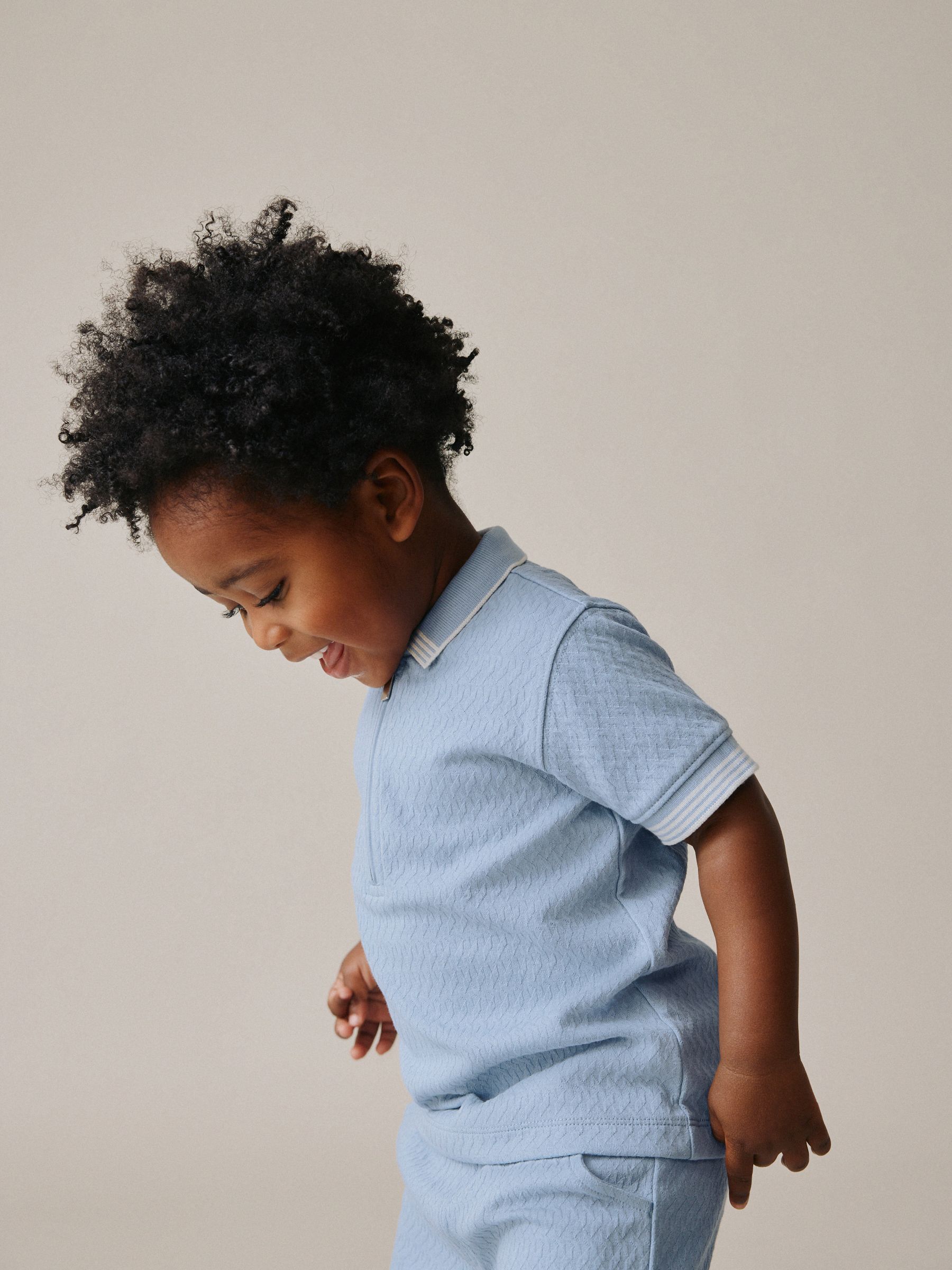 Buy Blue Zip Neck Short Sleeve Polo Shirt And Shorts Set (3mths