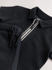 Black Zip Neck Short Sleeve Polo Shirt And Shorts Set (3mths-7yrs) - Image 9 of 10
