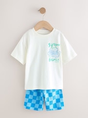 Green/White Food Backprint Short Sleeve T-Shirt and Shorts Set 2 Pack (3mths-7yrs) - Image 2 of 7