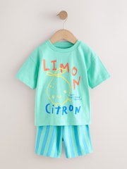 Green/White Food Backprint Short Sleeve T-Shirt and Shorts Set 2 Pack (3mths-7yrs) - Image 3 of 7