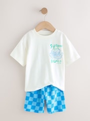 Green/White Food Backprint Short Sleeve T-Shirt and Shorts Set 2 Pack (3mths-7yrs) - Image 8 of 11