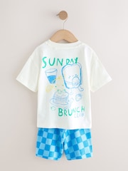 Green/White Food Backprint Short Sleeve T-Shirt and Shorts Set 2 Pack (3mths-7yrs) - Image 9 of 11