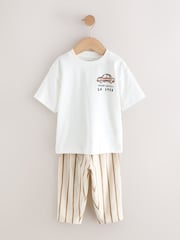 藍色/黑色/白色車輛 - 短袖 T 恤和慢跑褲組合 3 件組（3 個月至 7 歲） - 圖片 10，共 12