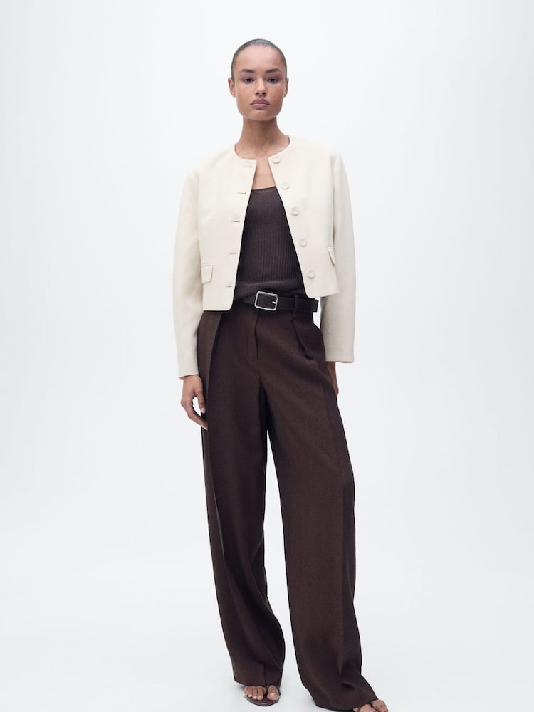 Mango Cream Cocoon Sleeve Jacket - Image 1 of 6
