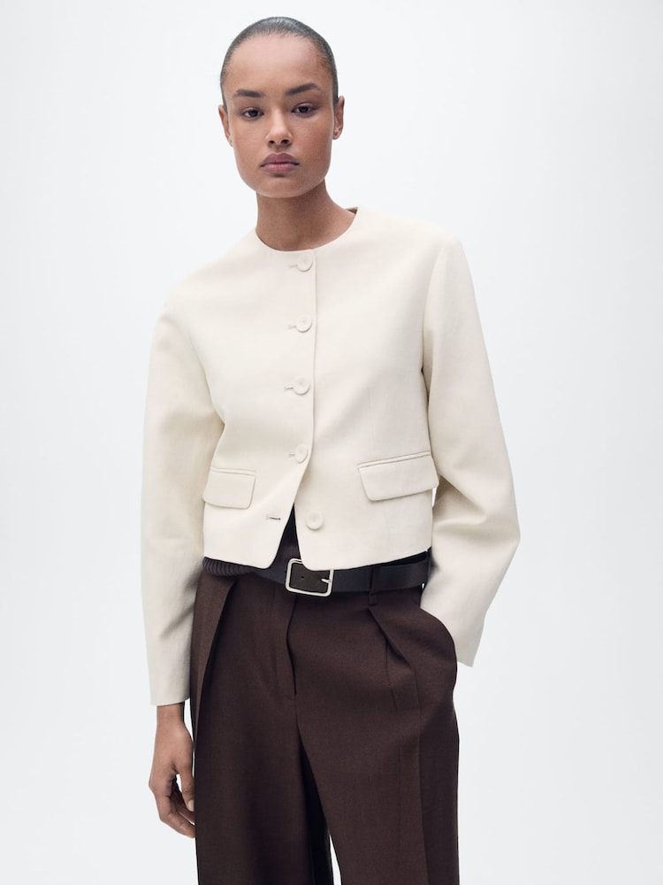 Mango Cream Cocoon Sleeve Jacket - Image 2 of 6