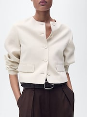 Mango Cream Cocoon Sleeve Jacket - Image 4 of 6