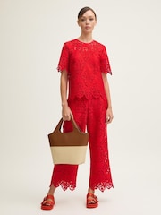LK Bennett Red Grace Aurora Lace Blouse - Image 1 of 4