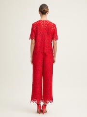 LK Bennett Red Grace Aurora Lace Blouse - Image 2 of 4