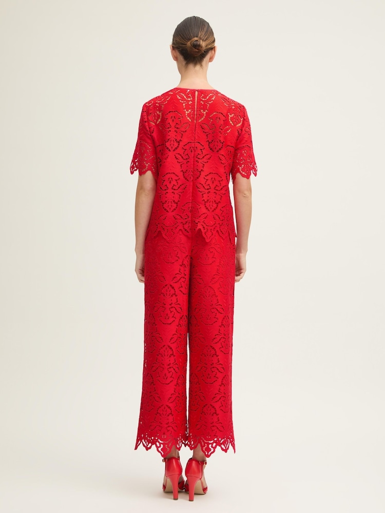 LK Bennett Red Grace Aurora Lace Blouse - Image 2 of 4