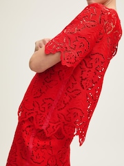 LK Bennett Red Grace Aurora Lace Blouse - Image 3 of 4