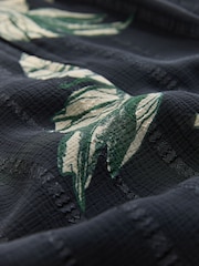 Black Textured Floral Mini Tie Front Tiered Long Sleeve Dress - Image 2 of 3