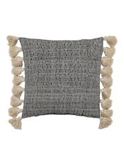 Gallery Home Black Woven Cushion with Tassels - Image 1 of 4