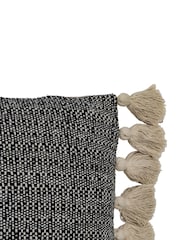 Gallery Home Black Woven Cushion with Tassels - Image 2 of 4
