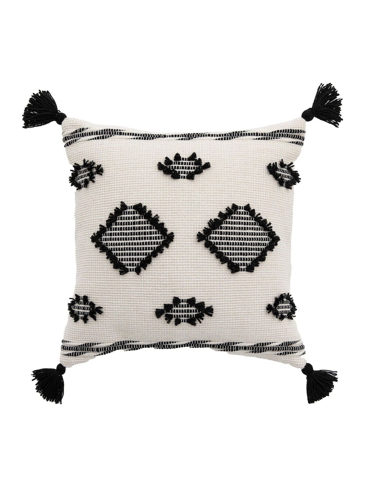 Gallery Home Natural Tufted and Tasseled Cushion - Image 1 of 1