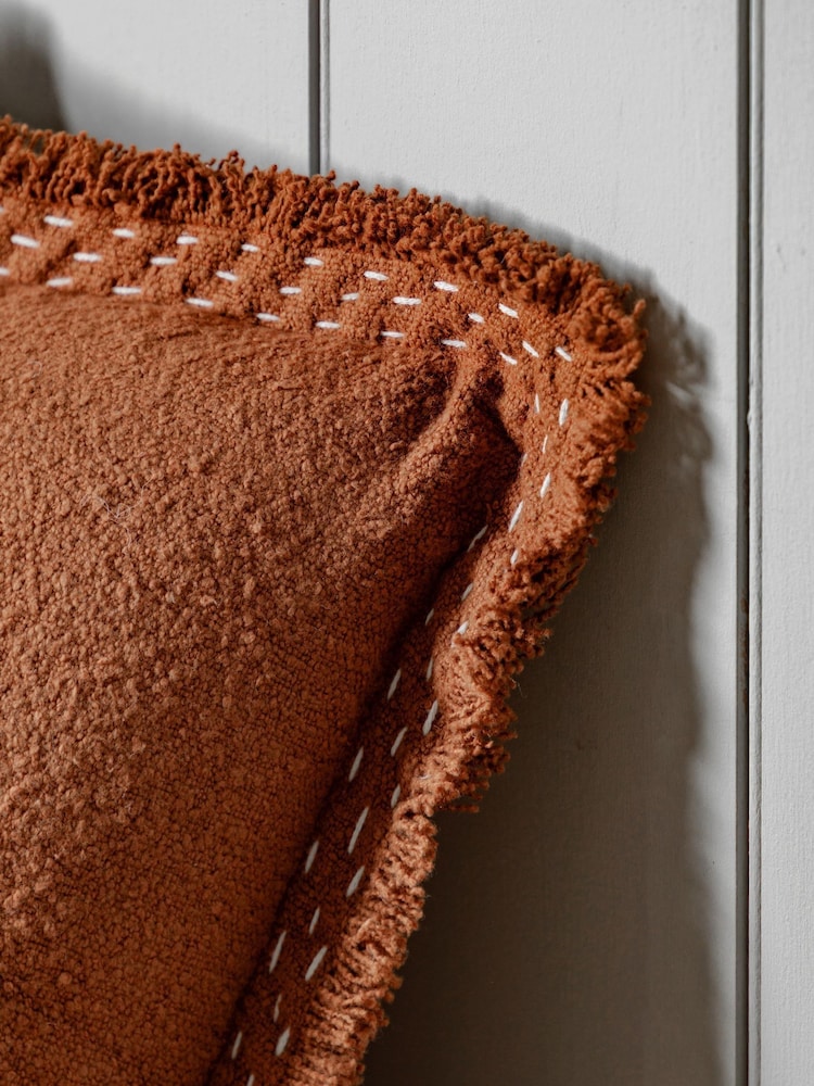 Gallery Home Orange Stitched and Fringed Cushion - Image 2 of 4 Gallery Home Orange Stitched and Fringed Cushion - Image 2 of 4