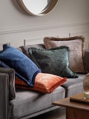 Gallery Home Blue Cut Velvet Fringe Cushion - Image 3 of 4