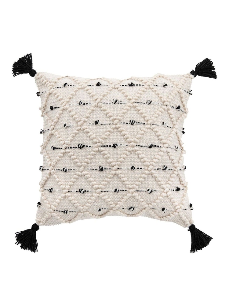 Gallery Home Black Textured Diamond Cushion - Image 1 of 1 Gallery Home Black Textured Diamond Cushion - Image 1 of 1