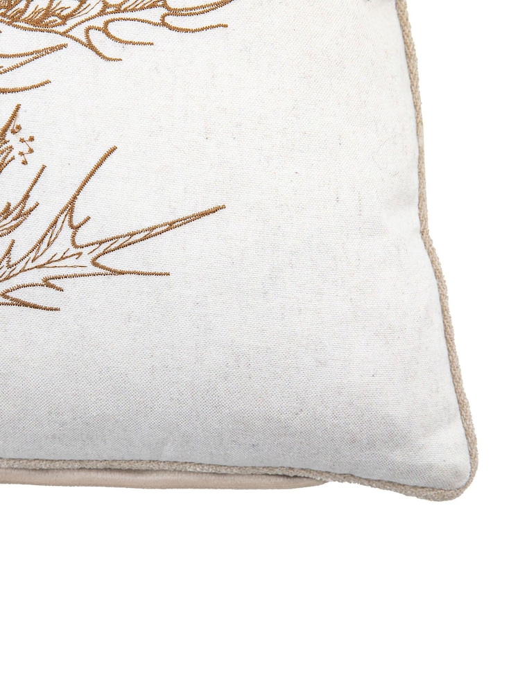 Gallery Home Brown Thistle Embroidered Cushion - Image 2 of 4 Gallery Home Brown Thistle Embroidered Cushion - Image 2 of 4