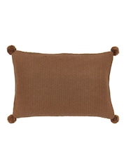 Gallery Home Brown Knitted Pom Pom Cushion - Image 1 of 4