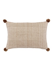 Gallery Home Brown Knitted Pom Pom Cushion - Image 3 of 4