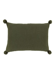 Gallery Home Green Knitted Pom Pom Cushion - Image 1 of 3