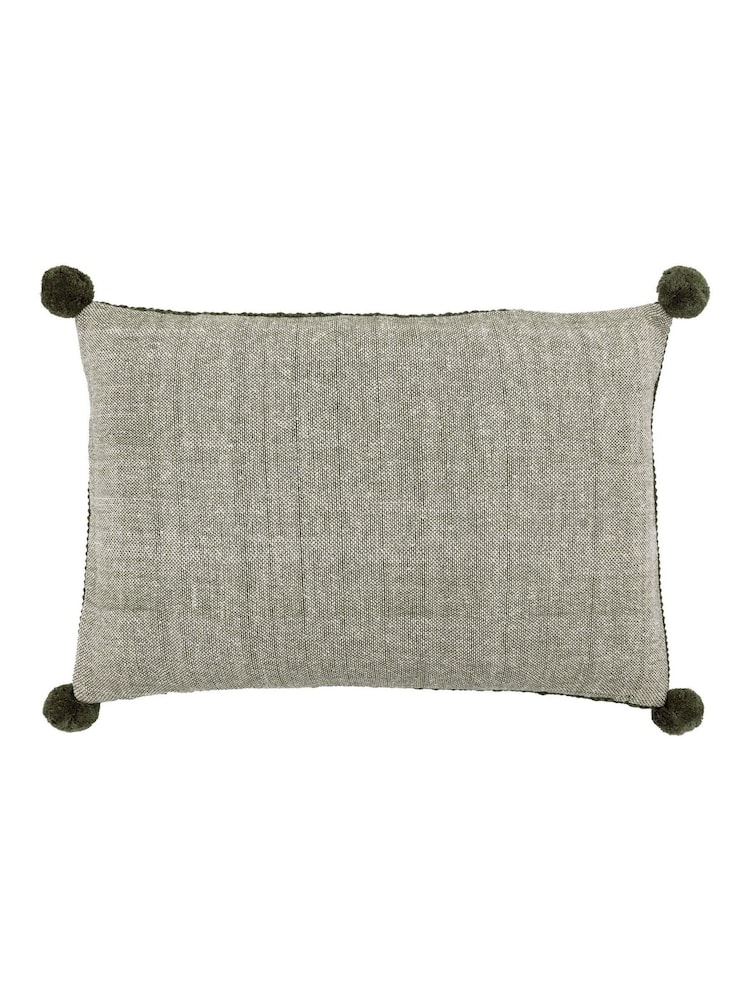 Gallery Home Green Knitted Pom Pom Cushion - Image 2 of 3