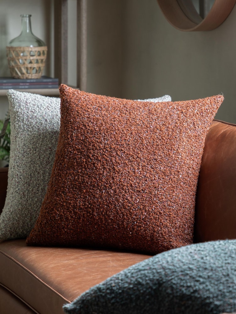 Gallery Home Orange Boucle Knife Edge Cushion - Image 1 of 4 Gallery Home Orange Boucle Knife Edge Cushion - Image 1 of 4