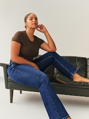 Dark Blue Hourglass Stretch Bootcut Denim Jeans - Image 3 of 9