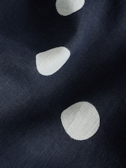 Navy/White Polka Dot Linen Wrap Midi Dress - Image 7 of 7