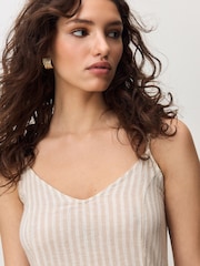 Dungi neutre - Strappy Cami Midi Dress with Linen - Imaginea 4 din 8