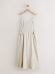 Dungi neutre - Strappy Cami Midi Dress with Linen - Imaginea 6 din 8