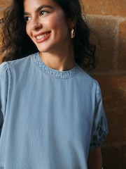 Mid Blue Floral National Trust x Next Denim T-Shirt Dress - Image 5 of 5