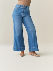 Mid Blue High Rise Stretch Wide Leg Hourglass Jeans - Image 3 of 8