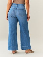 Mid Blue High Rise Stretch Wide Leg Hourglass Jeans - Image 4 of 8
