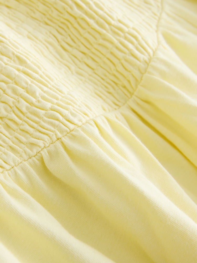 أصفر فاتح - Cap Sleeve Shirred Body Jersey Midi Dress - صورة 2 من 3 أصفر فاتح - Cap Sleeve Shirred Body Jersey Midi Dress - صورة 2 من 3