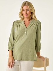 Roman Green Petite Embroidered Stretch Blouse - Image 1 of 5