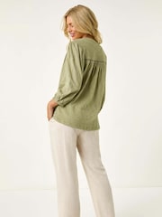 Roman Green Petite Embroidered Stretch Blouse - Image 3 of 5