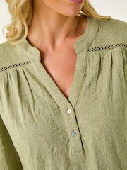 Roman Green Petite Embroidered Stretch Blouse - Image 5 of 5