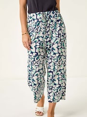 Roman Blue Petite Floral Print Stretch Trousers - Image 4 of 5