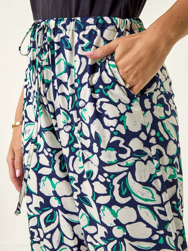 Roman Blue Petite Floral Print Stretch Trousers - Image 5 of 5