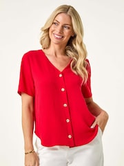 Roman Red Petite Button Through Blouse - Image 1 of 5
