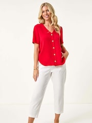 Roman Red Petite Button Through Blouse - Image 3 of 5