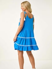Roman Blue Petite Strappy Trim Detail Tiered Dress - Image 2 of 5