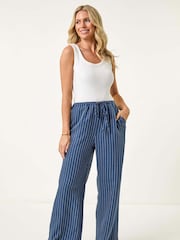 Roman Blue Petite Petite Stripe Pull On Stretch Trouser - Image 2 of 5