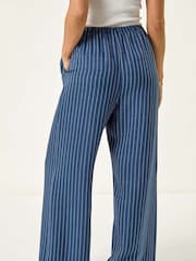 Roman Blue Petite Petite Stripe Pull On Stretch Trouser - Image 3 of 5