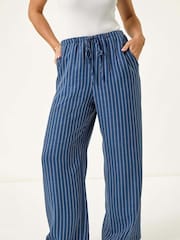 Roman Blue Petite Petite Stripe Pull On Stretch Trouser - Image 4 of 5