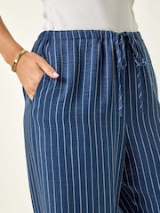 Roman Blue Petite Petite Stripe Pull On Stretch Trouser - Image 5 of 5